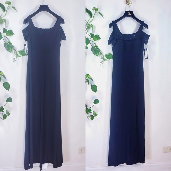 New BETSY AND ADAM Black Beaded Long Gown 8 - Picture 12 of 13